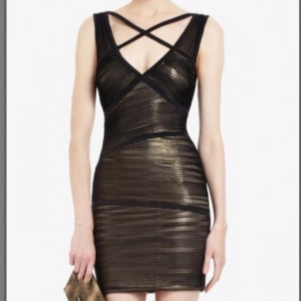 BCBGMAXAZRIA "Sven" cross-front cocktail dress